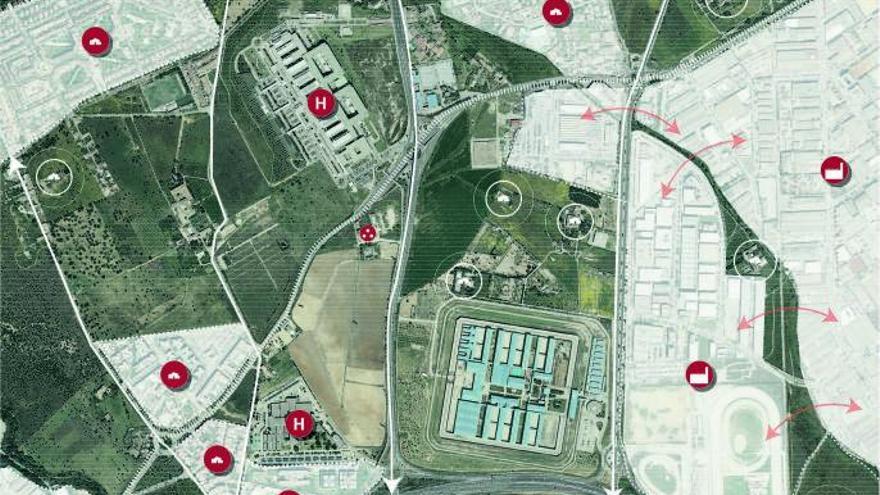 Fragmentierte Landschaft im Norden von Palma: Die Siedlungs- und Gewerbegebiete sollen in Zukunft besser verbunden sein.  | GRAFIK: AJUNTAMENT