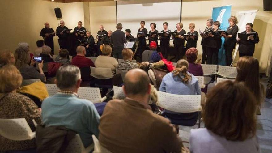 Actuación del Coro Difac bajo la dirección de David Peláez, ayer, en el palacio de Valdecarzana.