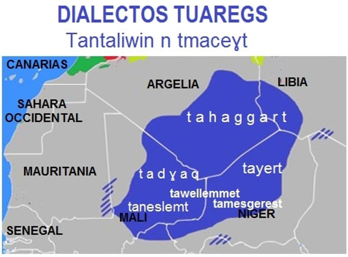 Extensión del dialecto tuareg,