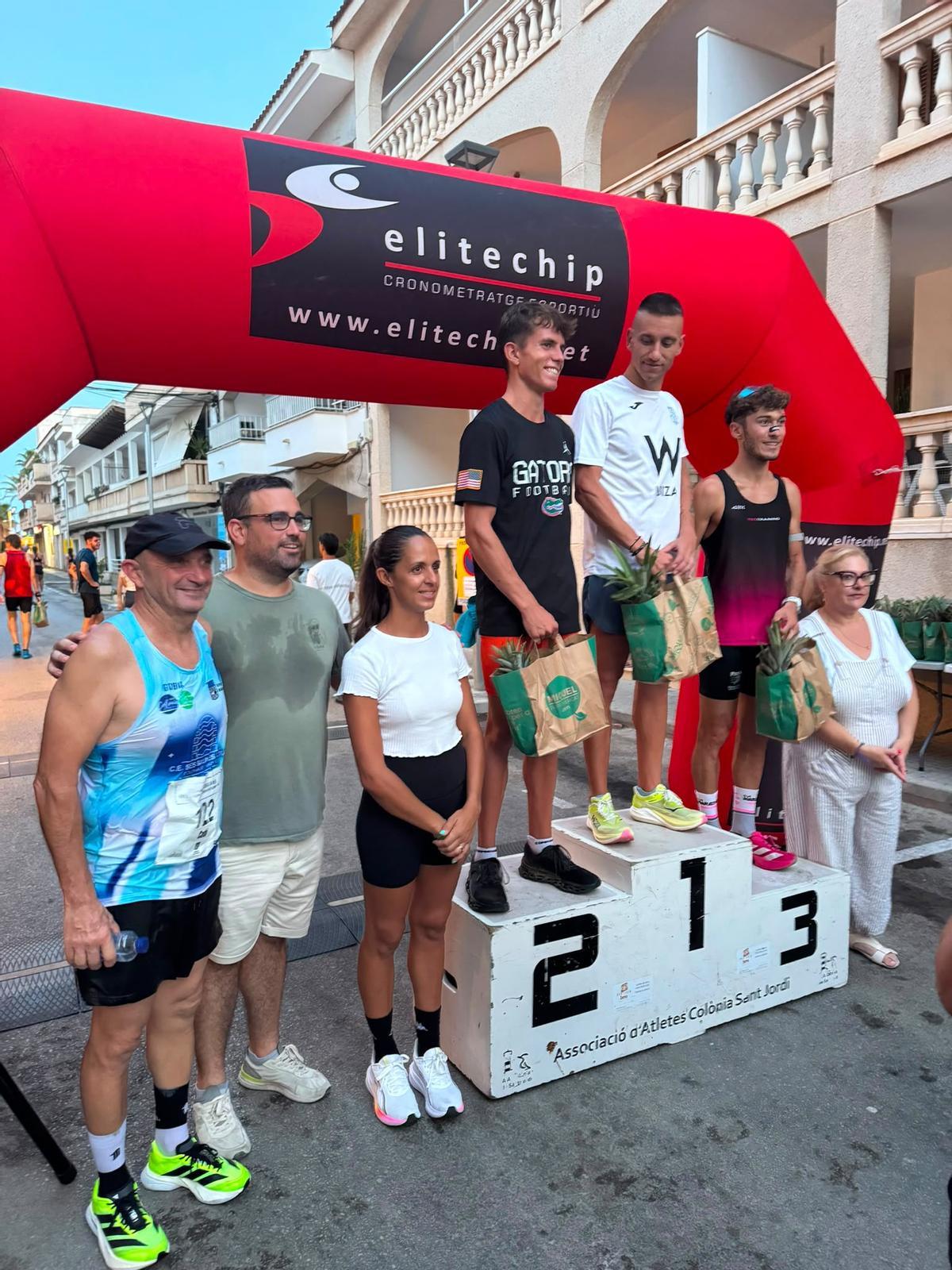 Podio masculino de la Cursa Ses Salines-Colònia de Sant Jordi