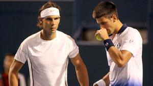 Rafa Nadal y Novak Djokovic, jugando juntos el dobles en Toronto