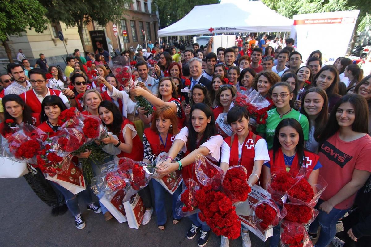 Cruz Roja reparte claveles por la igualdad