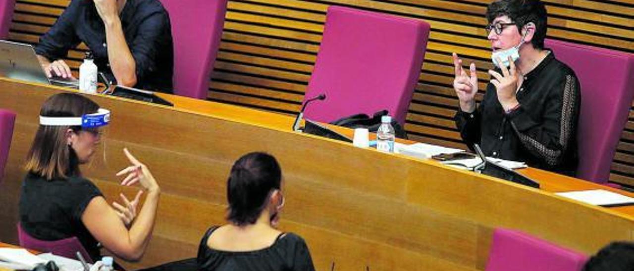 La síndica de Unides Podem, Pilar Lima, en una intervención en las Corts. | F.CALABUIG