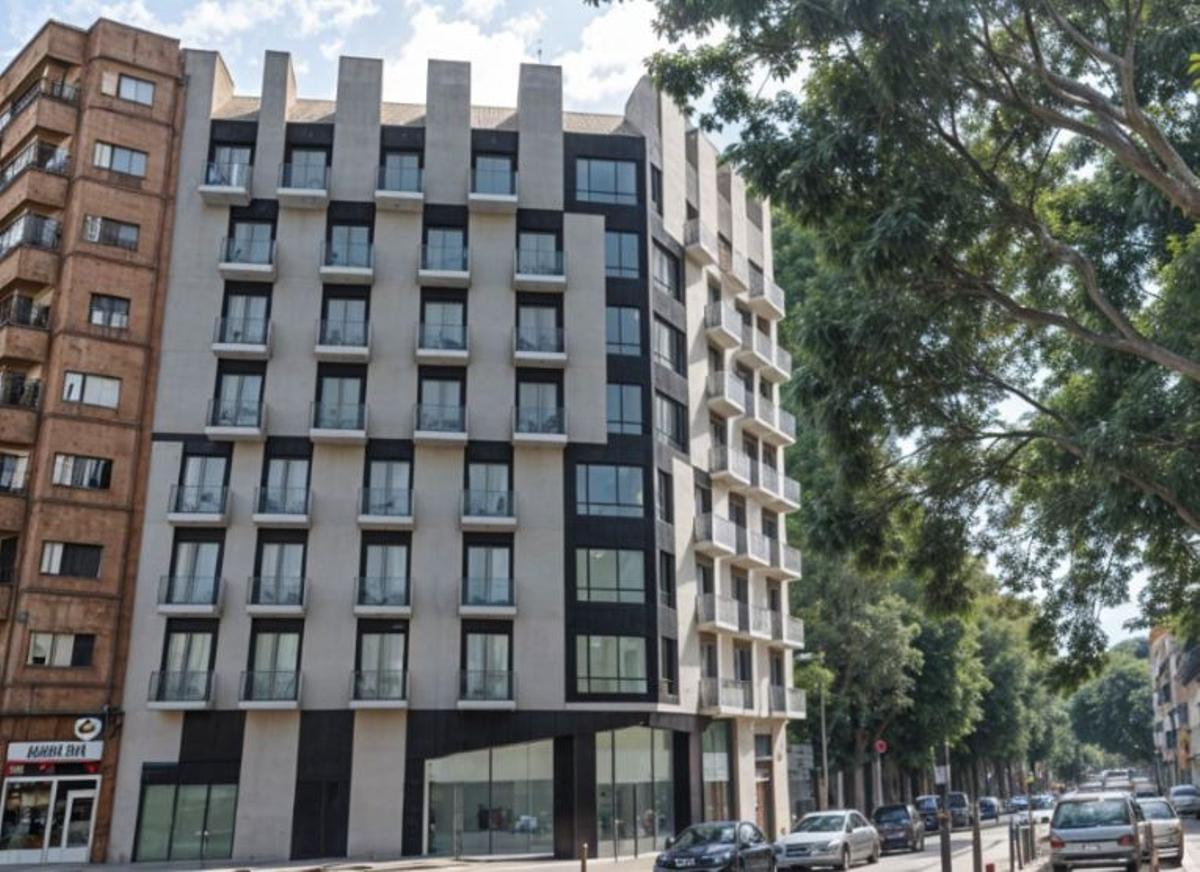 Recreación del edificio de estudios y pisos de una habitación en la avenida de Primado Reig, 16 de València.