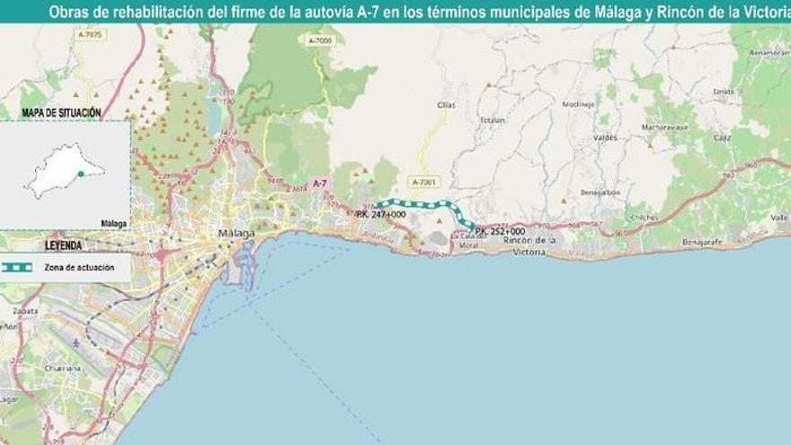 El Gobierno formaliza el contrato de obras para rehabilitar el firme de un tramo de la A-7 entre Málaga y Rincón