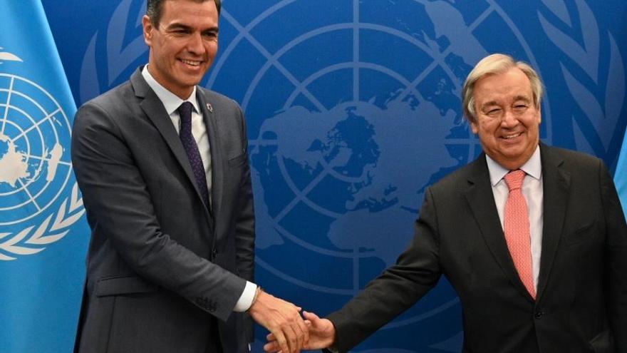 Pedro Sánchez y António Guterres.