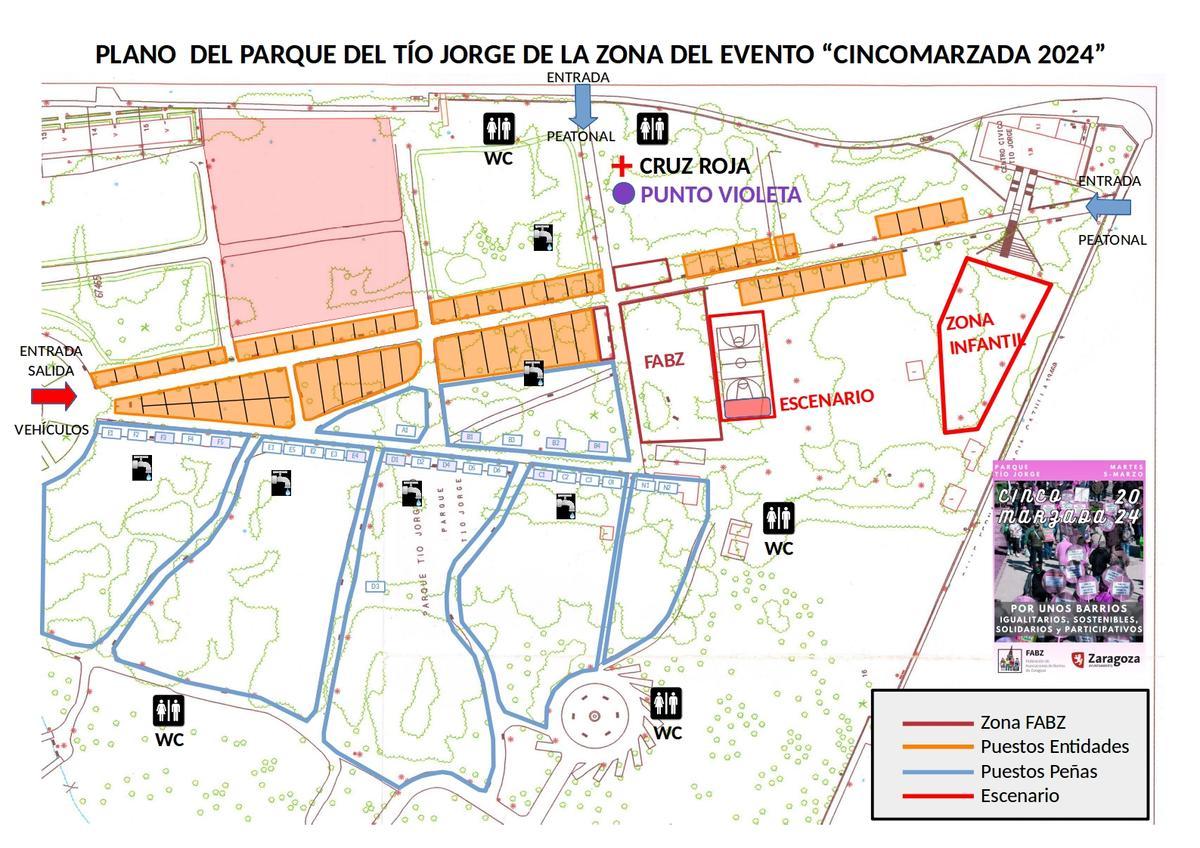 Mapa del parque del Tío Jorge para la Cincomarzada.