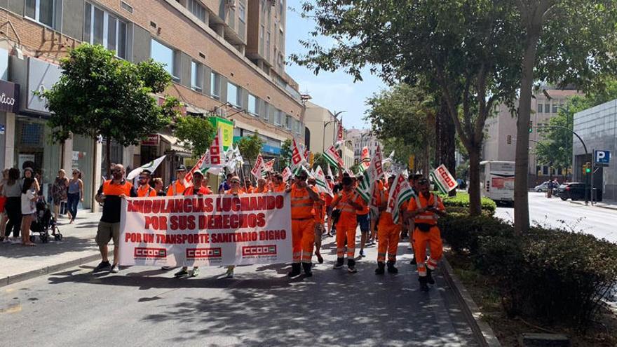 Manifestación de los trabajadores de ambulancias.