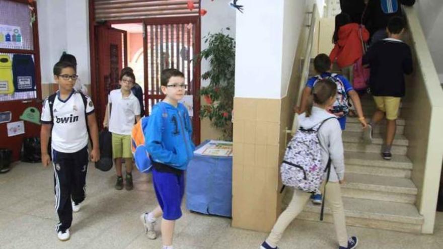 Escolares zamoranos durante el pasado inicio del curso escolar.