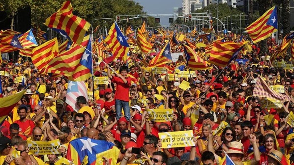 Ambiente de la manifestación de la Diada del 2014.