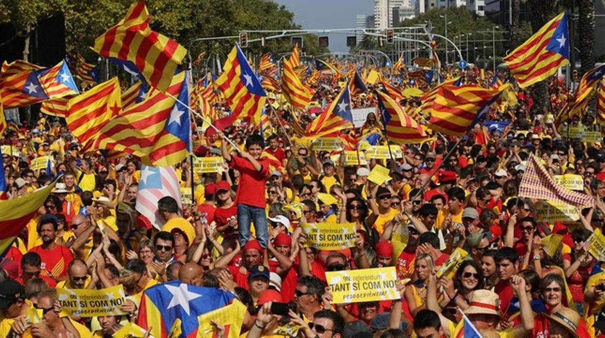 Ambient de la manifestació de la Diada, a Barcelona Ambient de la manifestació de la Diada, a Barcelona