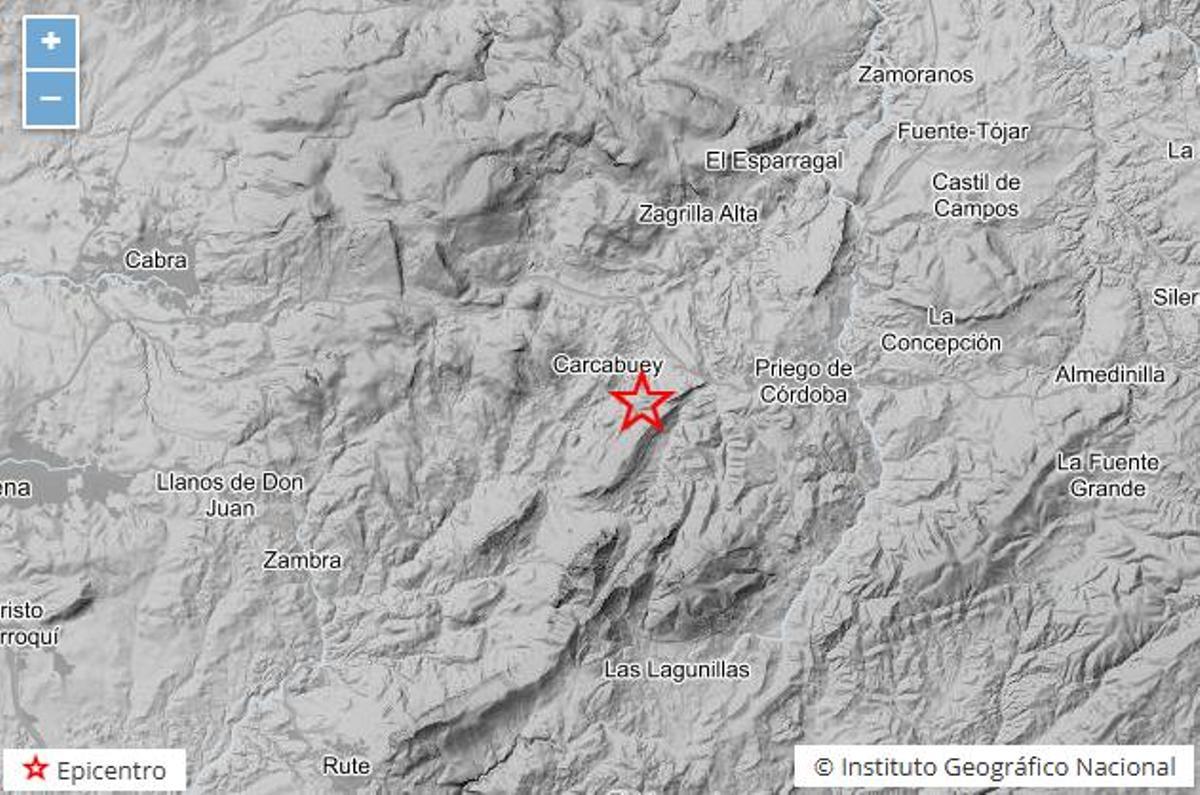 Terremoto con epicentro en Carcabuey registrado este domingo por el IGN.