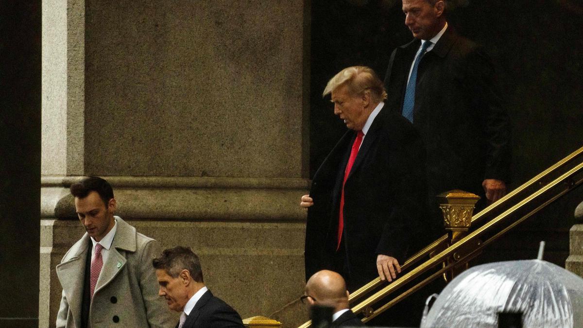 El expresidente de EEUU Donald Trump, tras su comparencia en el tribunal de Washington, este martes.