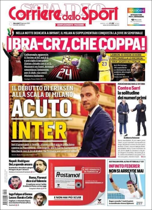 Portada CORRIERE DELLO SPORT 29 enero 2020