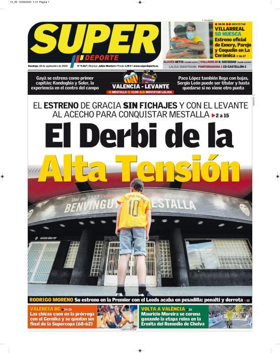 Portada SUPERDEPORTE domingo 13 septiembre 2020