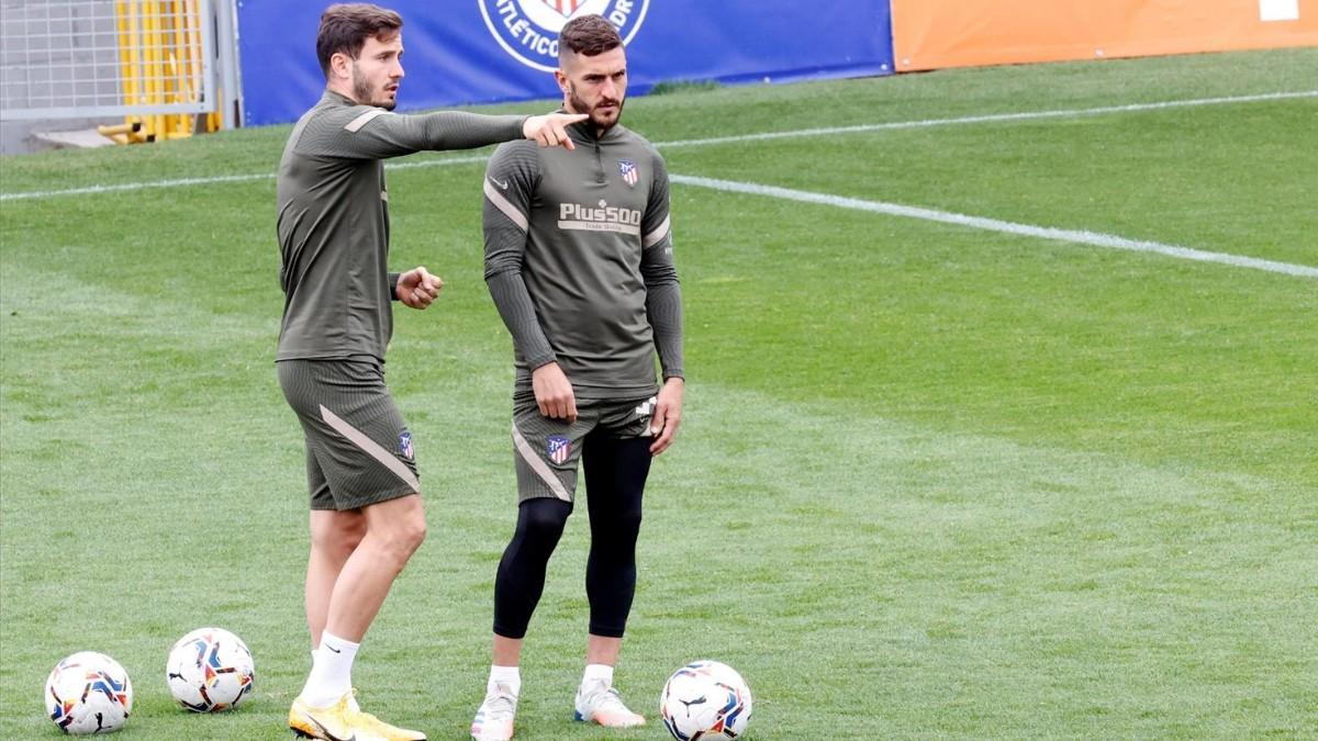 Sául y Koke, durante un entrenamiento