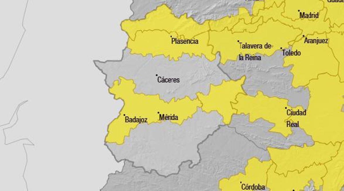 Alerta amarilla en cuatro comarcas de Extremadura