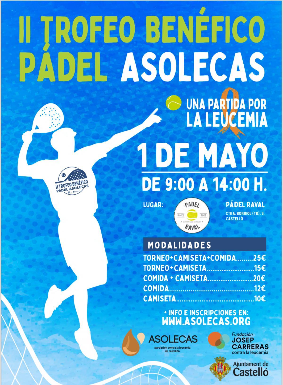 El cartel del II Trofeo Benéfico de Pádel Asolecas.
