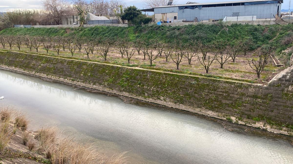 Agua blanquecina por un posible vertido irregular.