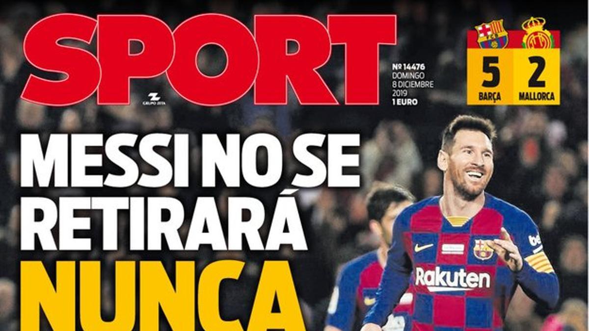 Esta es la portada de SPORT del 8 de diciembre