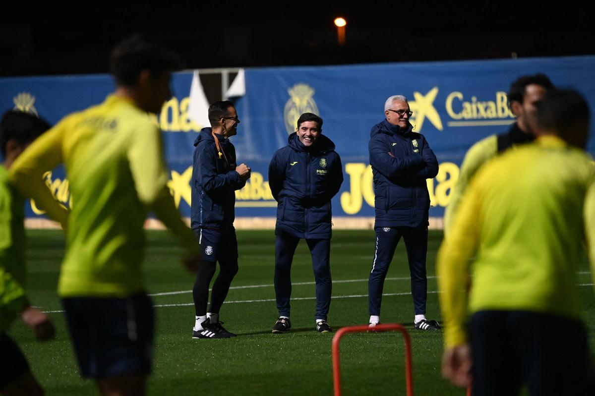Marcelino, en un entrenamiento del Villarreal.