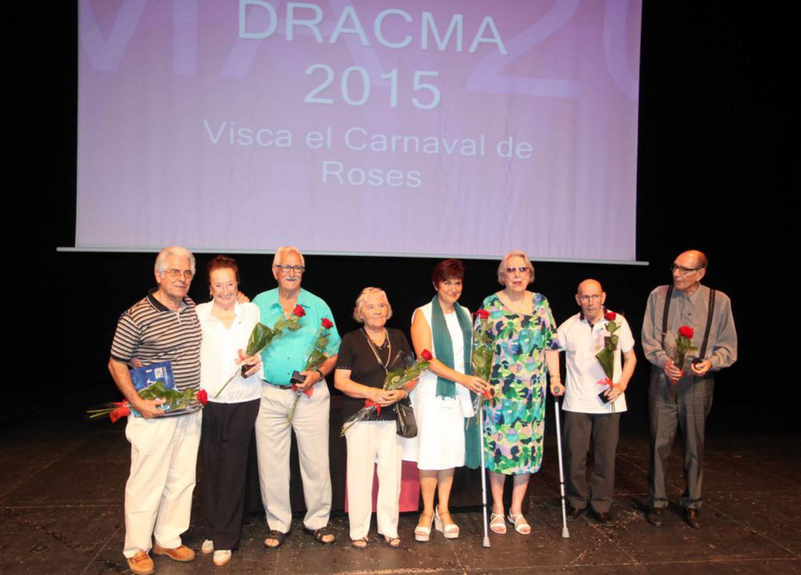 Josep Calvet –el de més a la dreta– va rebre el Dracma el 2015