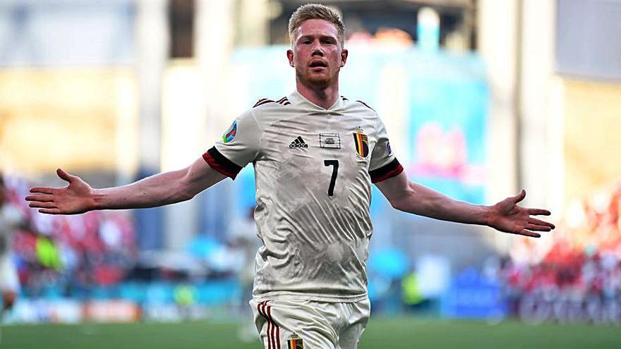 De Bruyne celebra el gol que donava el triomf a Bèlgica. | REUTERS