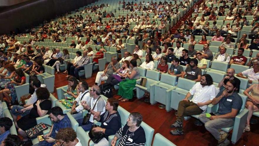 Participantes en la asamblea de En Marea, ayer, en el Auditorio Mar de Vigo.