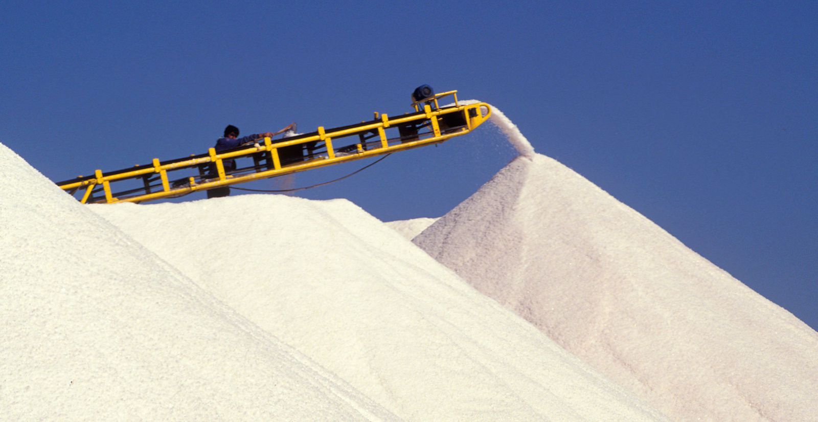 Un trabajador de Salinera durante el proceso de extracción de sal en ses Salines