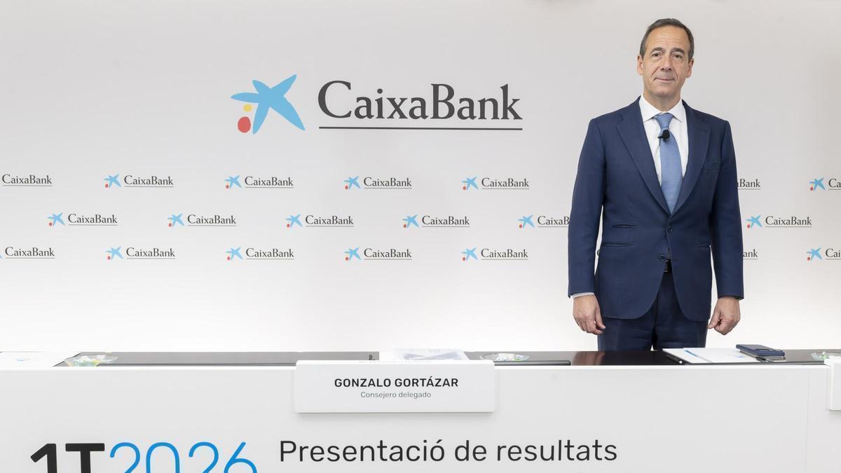 Gonzalo Gortázar, el consejero delegado de CaixaBank, en la presentación de los resultados de la entidad.
