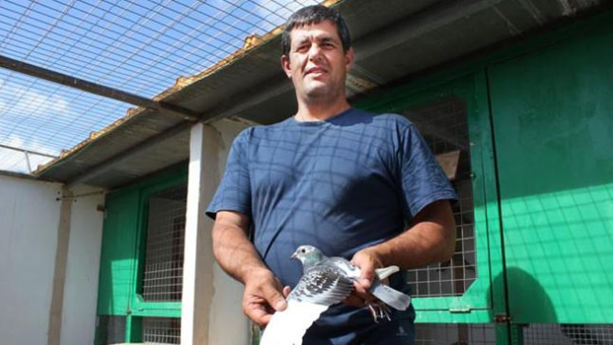 Miguel Ángel Marichal con su paloma campeona del mundo. | lp / dlp