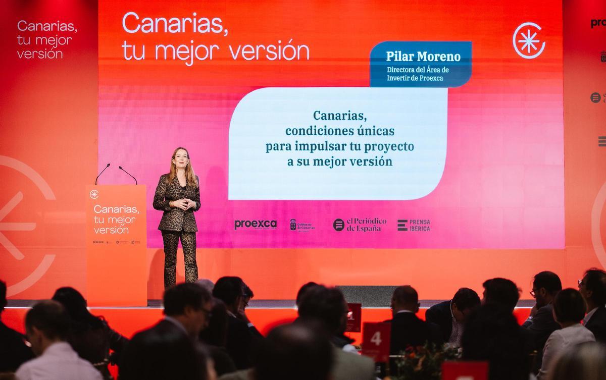 La directora del Área Invertir de Proexca, Pilar Moreno, durante la ponencia ‘Canarias, condiciones únicas para impulsar tu proyecto a su mejor versión’. La directora del Área Invertir de Proexca, Pilar Moreno, durante la ponencia ‘Canarias, condiciones únicas para impulsar tu proyecto a su mejor versión’.