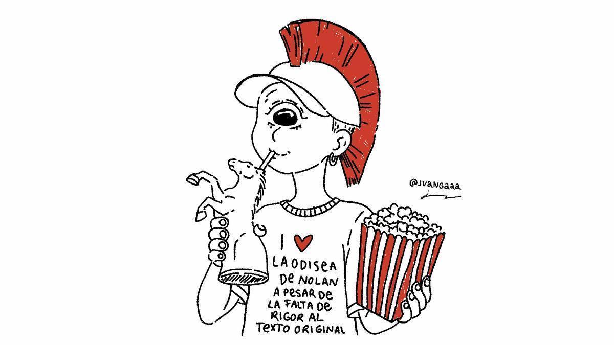 Ilustración de fan yendo a ver La Odisea