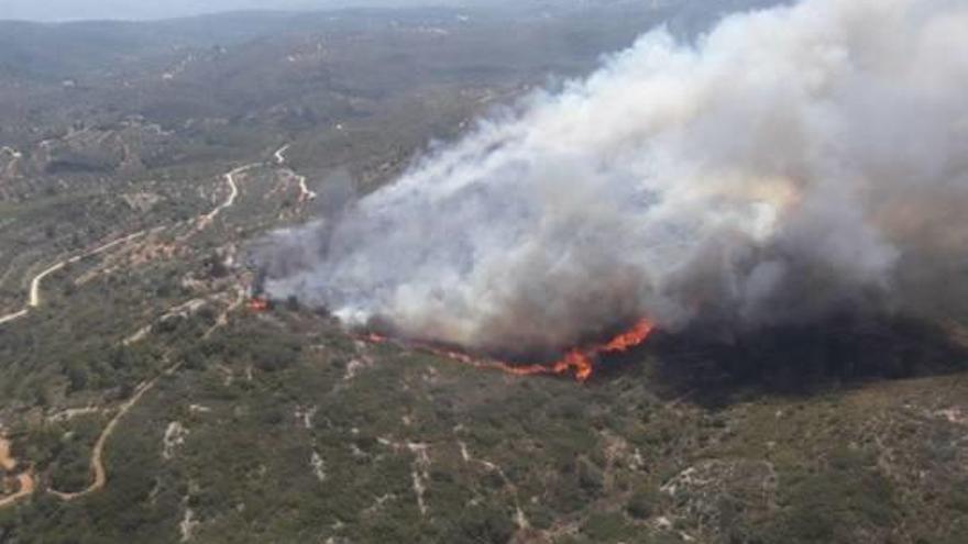 El descontrolat foc de Llutxent va cap a Gandia