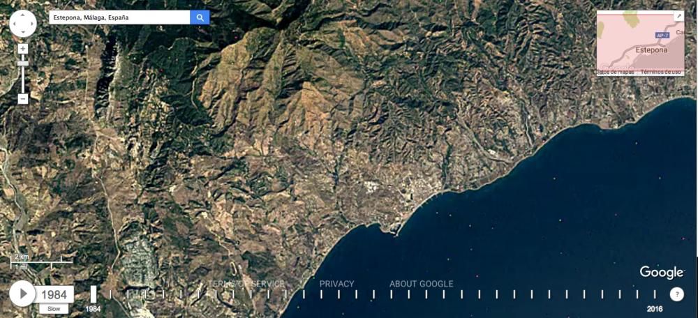 Así ha cambiado la provincia de Málaga desde 1984 a 2016.