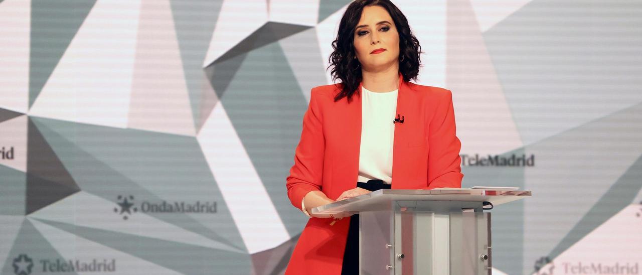 Isabel Díaz Ayuso, durante el debate.