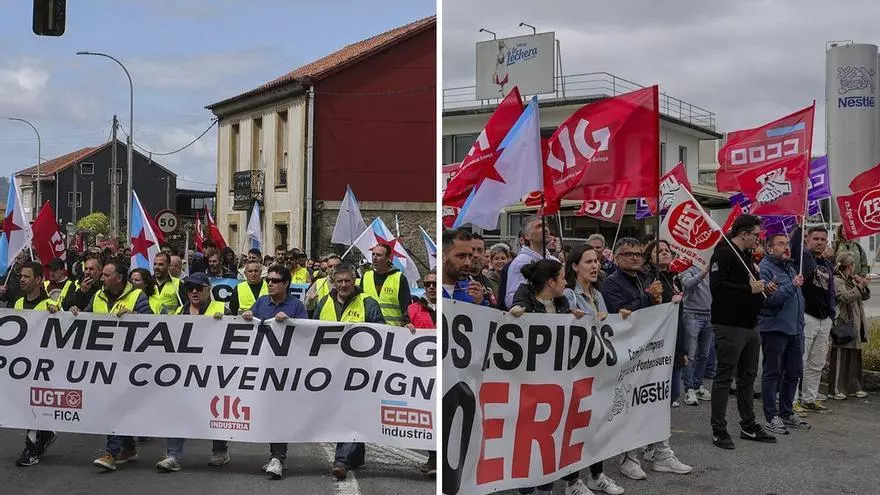 Huelga del metal y ERE en Nestlé movilizan a cientos de trabajadores en Arousa