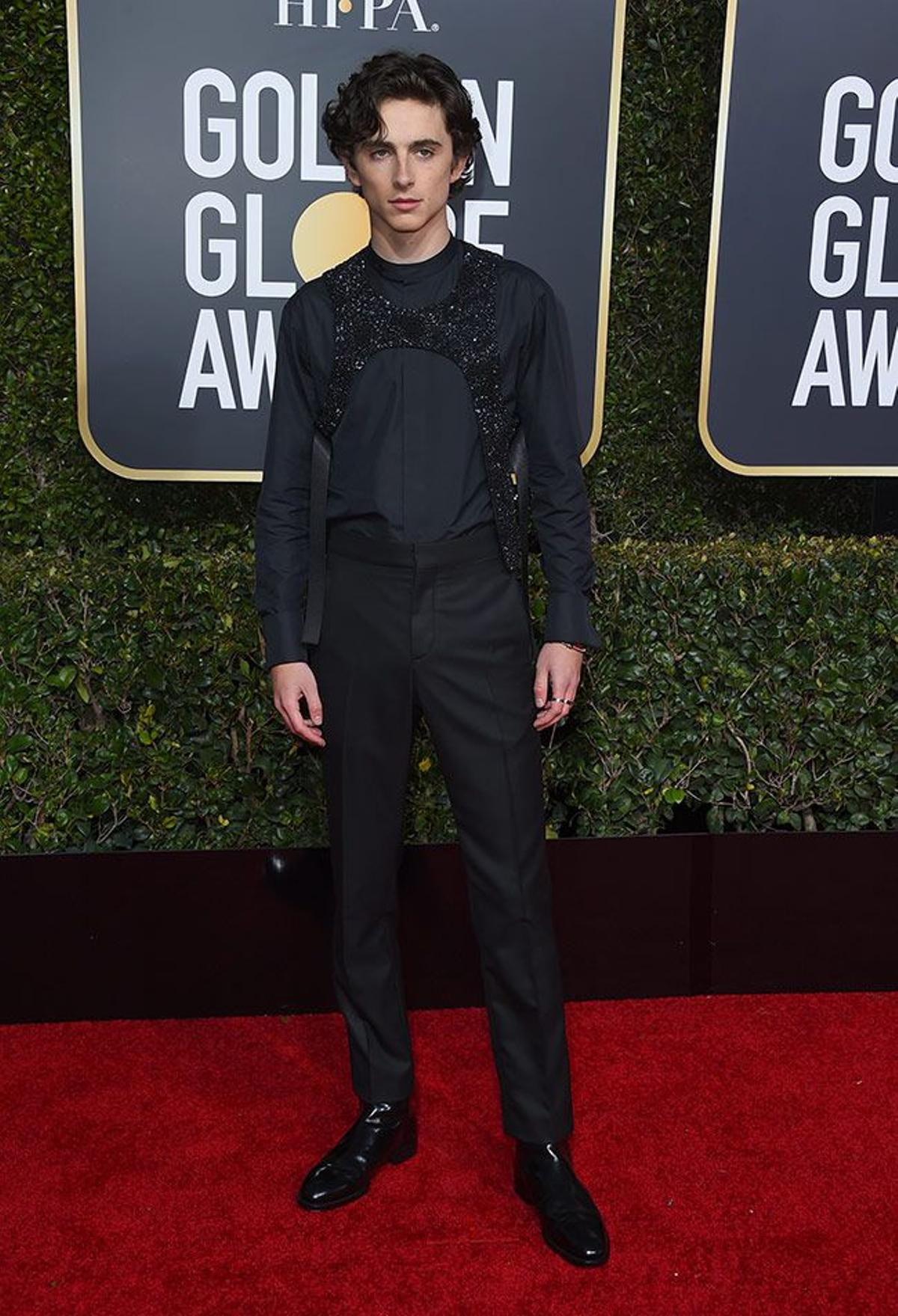 Timothée Chalamet en la 76 edición de los Globos de Oro