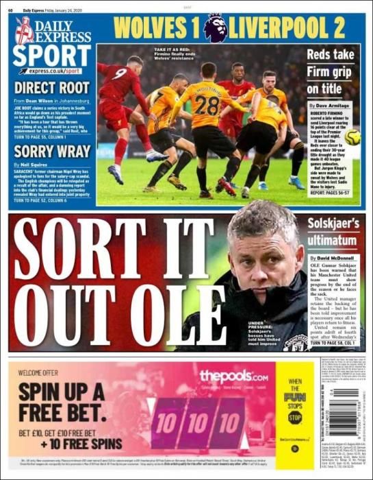 Portada EXPRESS SPORT viernes 24 enero 2020