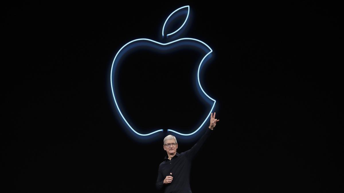 El CEO d'Apple, Tim Cook, en una presentació el 2019