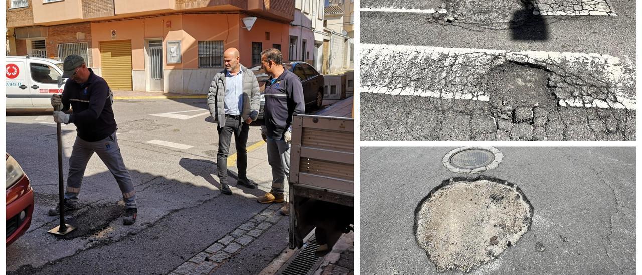 El Ayuntamiento ha esperado a que parara de llover para empezar a reparar los socavones del casco urbano.