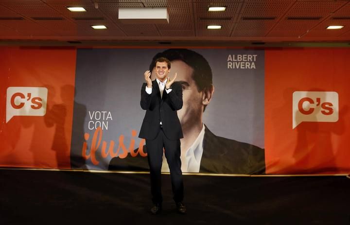 Ciudadanos party leader Albert Rivera attends a rally at the start of the official campaign period for Spain's general election in Madrid