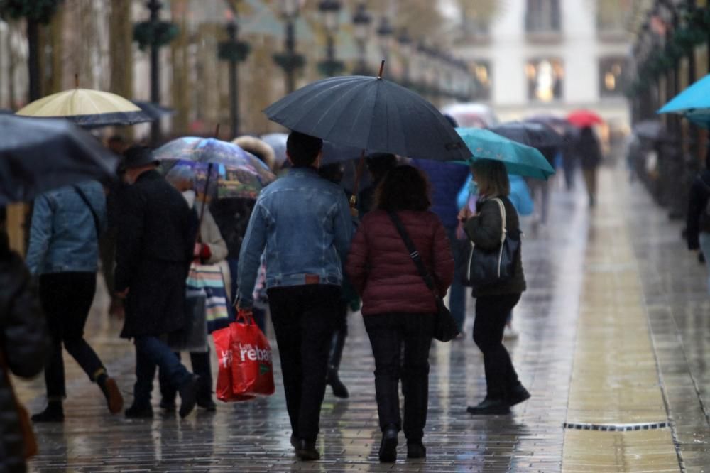 Lluvia en Málaga con la llegada de la borrasca Filomena.