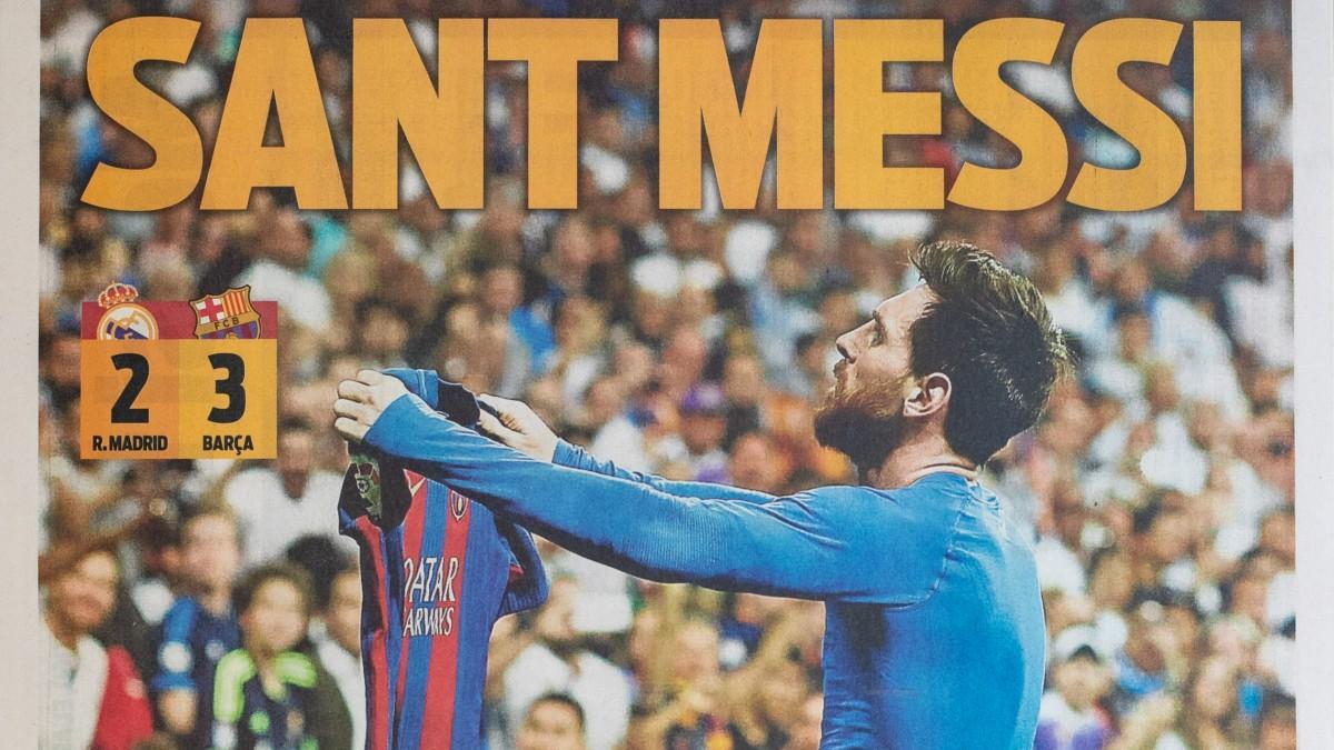 Sant Messi, la portada del Diari Sport del 24 de abril de 2017