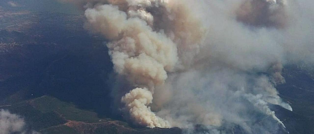 El pirocúmulo generado por el incendio de Málaga. | Infoca