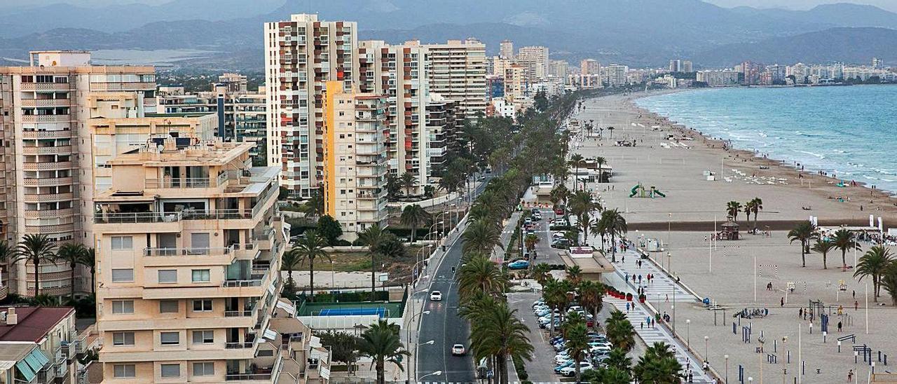 La primera línea de la Playa de San Juan de Alicante.  |