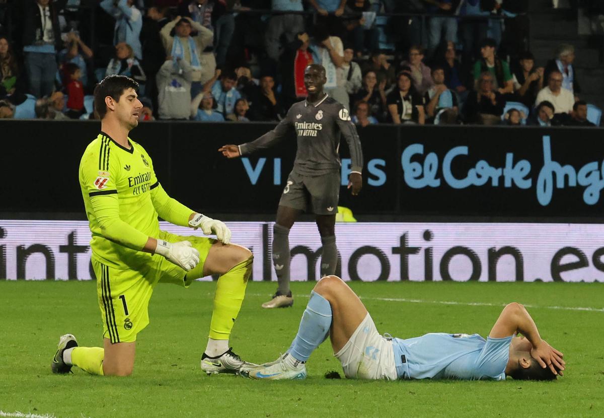 Courtois, Mendy y Douvikas en el último Celta-Real madrid en Balaídos