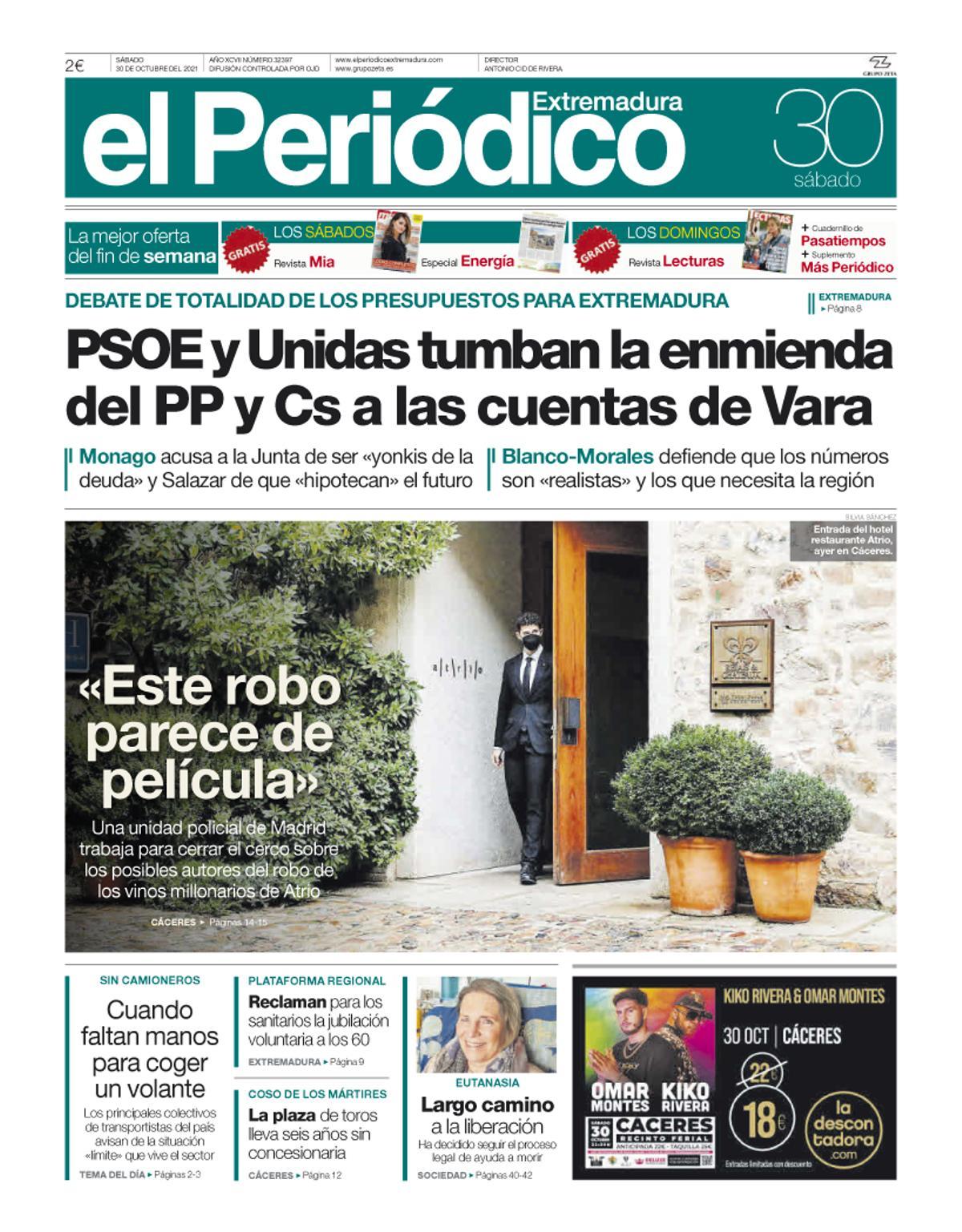 Consulta la portada correspondiente al día 30 de octubre del 2021