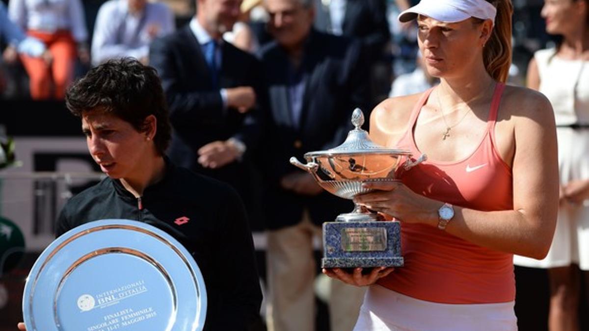 Maria Sharapova tras ganar a Carla Suárez en la final en el torneo Foro Italico en Roma.
