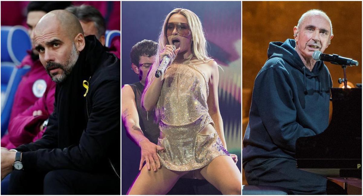 D'esquerra a dreta, Pep Guardiola, Bad Gyal i Lluís Llach